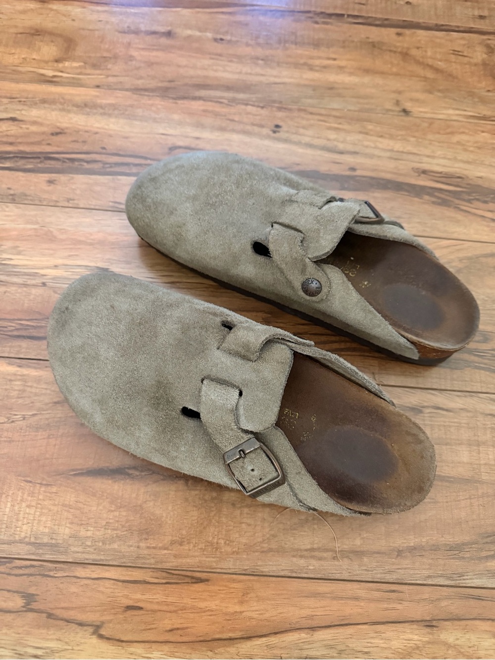 Birkenstock Boston Suede Clogs Taupe Size 39 (Women 8-8.5)